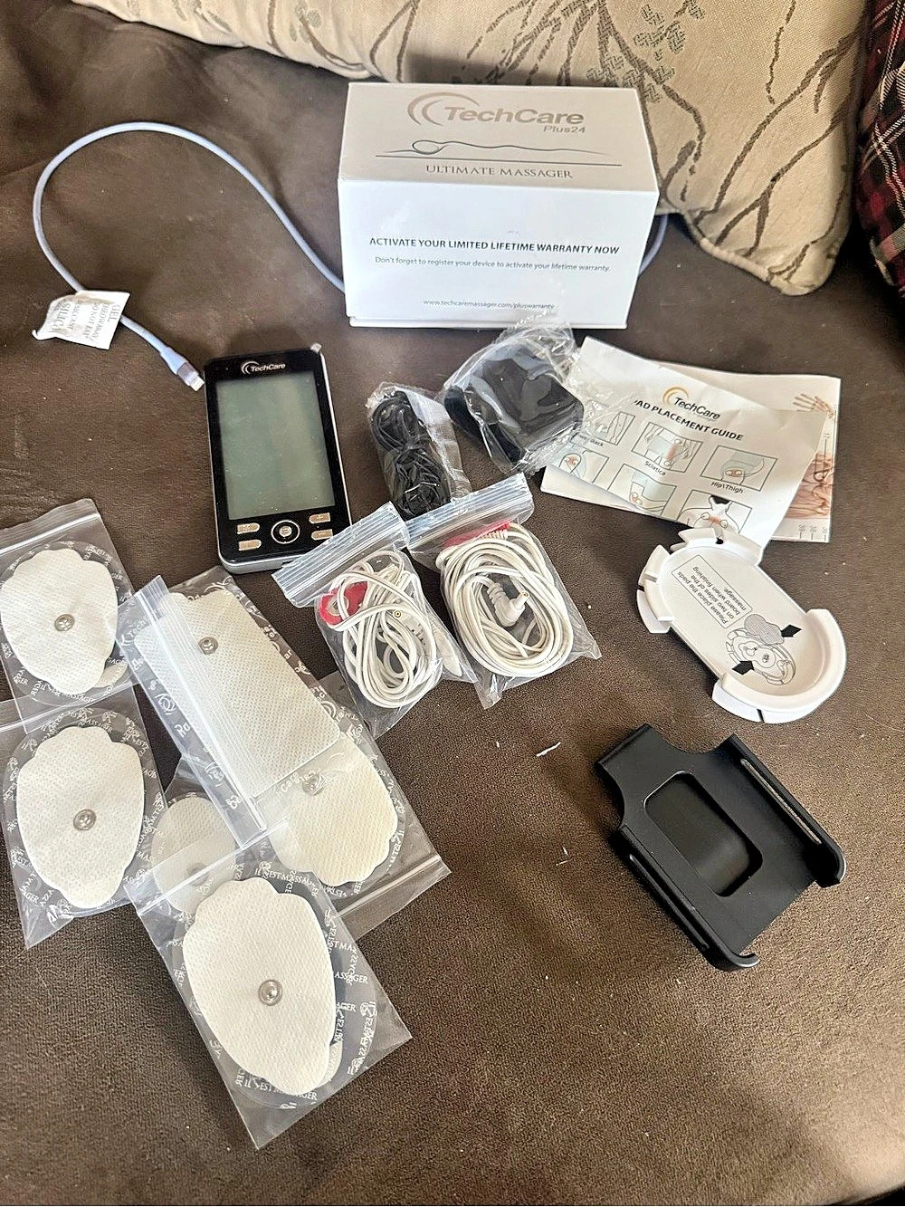 TechCare Plus 24 Ultimate Massager Black & White tens unit w/feet pads